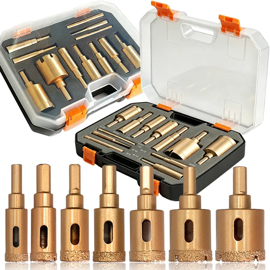 12 Pack Diamond Hole Saw Kit, Diamond Hole Saw, 6mm-35mm Diamond Drill Bits, Glass Drill Bit, Tile Hole Saw Kit for Ceramic, Glass, Marble and Granite Stone