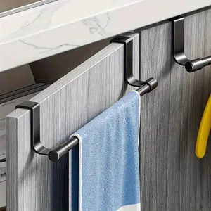 1pc Modern Wall-Mounted Kitchen Cabinet Towel Rack – Space-Saving Dishcloth Holder for Home & Bathroom, No Drill Installation, Perfect for Organizing Hand Towels and Dishcloths, Towel Racks