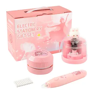 Electric Pencil Sharpeners for Kids, Pink School Supplies for Girls includes Electric Pencil Sharpener/Vacuum Cleaner/Easer, Colored Pencil Sharpener for Home Classroom,Birthady Back to School Gift