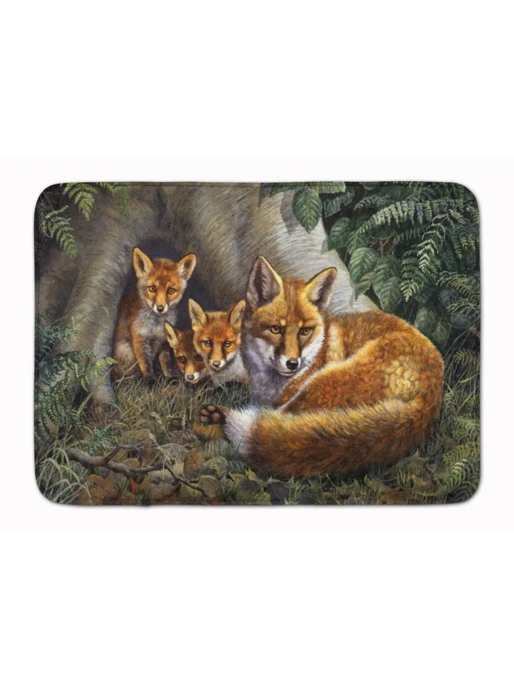 Carolines Treasures BDBA0283RUG Indoor Fox Family Printed Full-Cushion Memory Foam Mat, 19" h x 0.25" w x 27" l, Machine Washable, Dyed Into Fibers, Low-Temp Dryer Safe