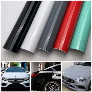 New 2026 Glossy Vinyl Wrap Film Waterproof Auto Motorcycle Bright Body Wrap Sticker Gloss Wrap Film Black White Car Self-adhesive Sticker car decor accessories
