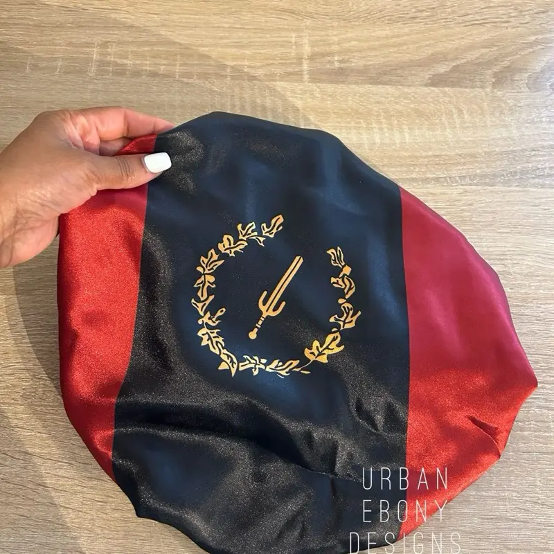 Adult Black American Heritage Flag Adult Bonnet with Gold Emblem and Red Accents