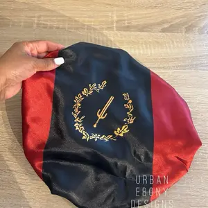 Adult Black American Heritage Flag Adult Bonnet with Gold Emblem and Red Accents