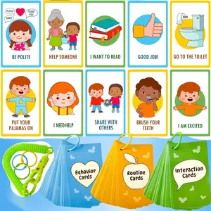 Autism Learning Materials - 94 Communication Cards for Kids - Visual Cards for Non-Verbal Communication, Pictured Speech Therapy, Emotion & Routine Flashcards, Water-Resistant, 3 Rings & Clip