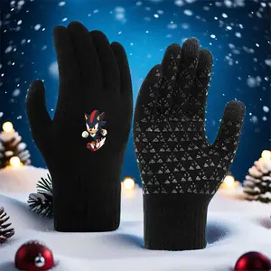 Sonic the Hedgehog Print 2025 New Soft Stretch Fashion Winter Warm Gloves Windproof Street Style Unisex Gloves Easy Wear for Running Travel Skiing Cycling Keep Hands Warm and Stylish