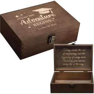 CroBlissful School Years Memory Box Graduation Keepsake Box 2026 Wooden Memory Boxes High School College Graduates Cap and Gown Storage Boxes Graduation Gifts for Him Her