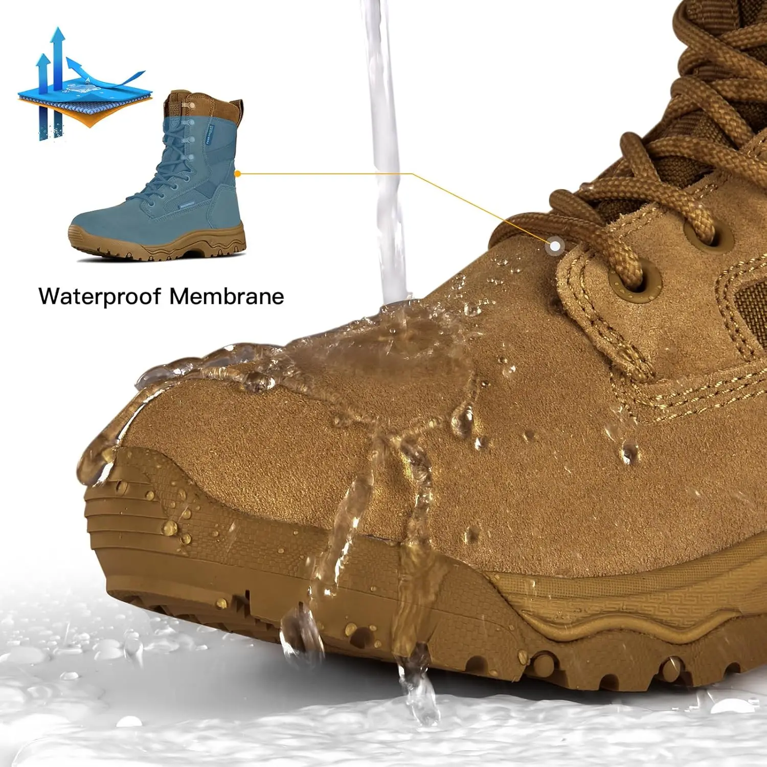 Mens Tactical Boots Lightweight Waterproof Combat Boots rock climbing shoes Durable Suede Military 8 Inch Work Shoes Desert Boots Boy Footwear laces brown Walking Shoes Comfort Closed Leather Insole Chef Decor Hiking Boots hiking shoes