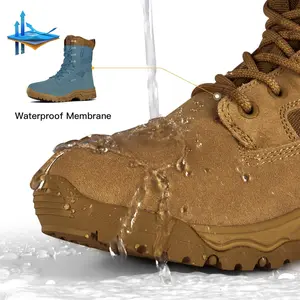 Mens Tactical Boots Lightweight Waterproof Combat Boots rock climbing shoes Durable Suede Military 8 Inch Work Shoes Desert Boots Boy Footwear laces brown Walking Shoes Comfort Closed Leather Insole Chef Decor Hiking Boots hiking shoes