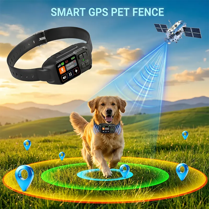【Newest】GPS Electronic Wireless Fence Training Collar for Dogs - 6561ft Max Distance, IPX7 Waterproof, No Subscription/Additional Fees, 7-Day Max Battery Life, Anti-Strangulation Design,