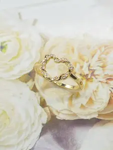 Elegant Heart Ring with Synthetic Zirconia, Fashionable Couple Ring, Valentine's Day Gift, Anniversary Gift, Date Night Gift, Geometric Design Ring