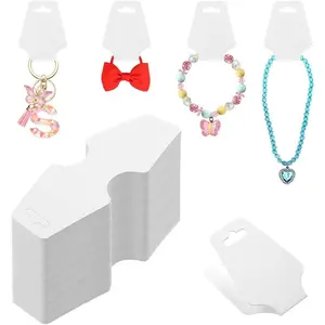 100PCS Bracelet Packaging | White Necklace Display Cards for Selling Jewelry Small Business Supplies Keychain Hang Tags Card for Craft Projects
