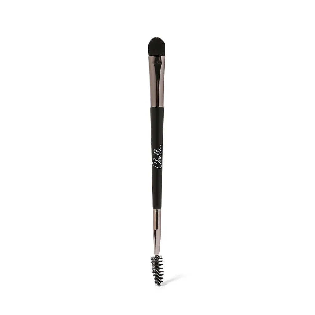 Ella trendy Dual-End Cosmetic Brush with Spoolie for Blending Highlighter, Eyeshadow & Grooming Eyebrows, Cruelty-Free Vegan Makeup Tool