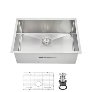 Undermount workstation sink in 32-inch nano black or 27-inch stainless steel. Single bowl with sliding accessory tracks, deep 10-inch basin, and silent drainage.
