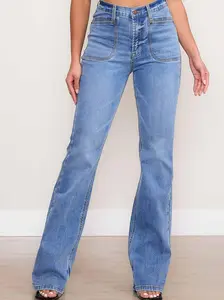[P6084] Square Pocket Bootcut Jeans