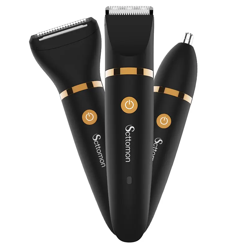 Men's 3-In-1 Body Hair Trimmer, USB-C Rechargeable Waterproof Grooming Kit for Beard, Sideburns, Nose Hair, Perfect Gift for Fathers and Boyfriends, Portable Wireless Trimmer