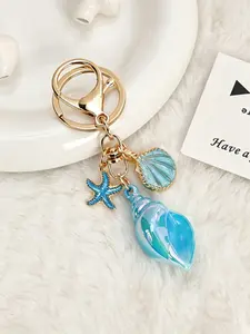 Bag Charm Ocean-Style Iridescent Conch Keychain Multiple Colors Available 3d Seashell And Starfish Charm Fresh And Cute Nautical-Style Accessories Niche & Versatile For Bags, Keys, And Earphone Cases Friend Charms & Couple Charms