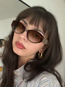Unisex Vintage Oval Frame Sunglasses, Colorblock Uv400 Lenses, Casual Fashion Eyewear for Daily Use and Outdoor Activities, Trendy Vintage Sunglasses