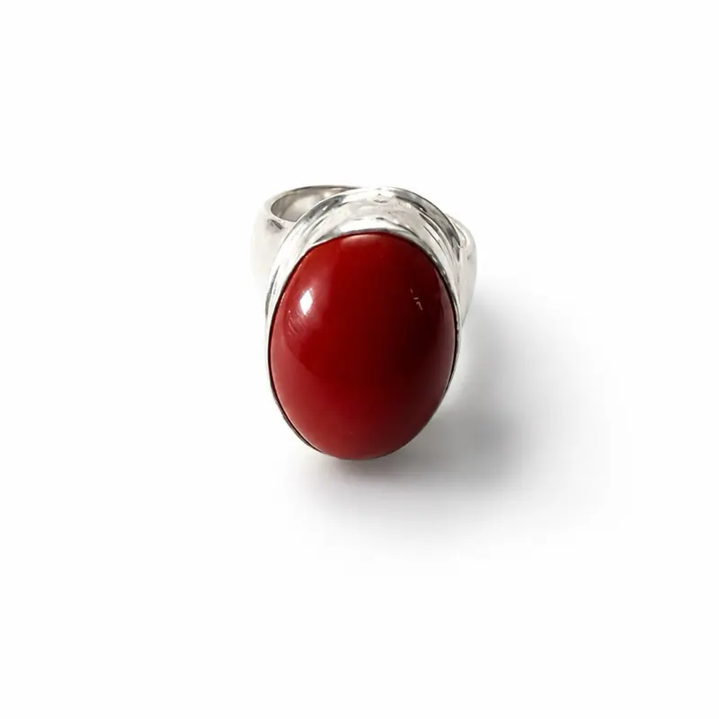 Red Coral Oval Ring