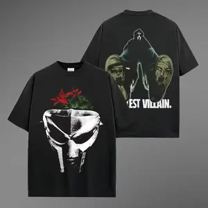 MF Doom Washed T-Shirt, MF Doom merch, 90s hip hop, Rapper Lover Shirt Streetwear Crewneck, Retro Style Fan Apparel For Music Lover Menswear Top Black Casual