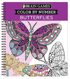 Brain Games Coloring Book for Kids - Color by Number, Butterflies Theme, Spiral-Bound Activity Book (Published Date: 11-15-2020)