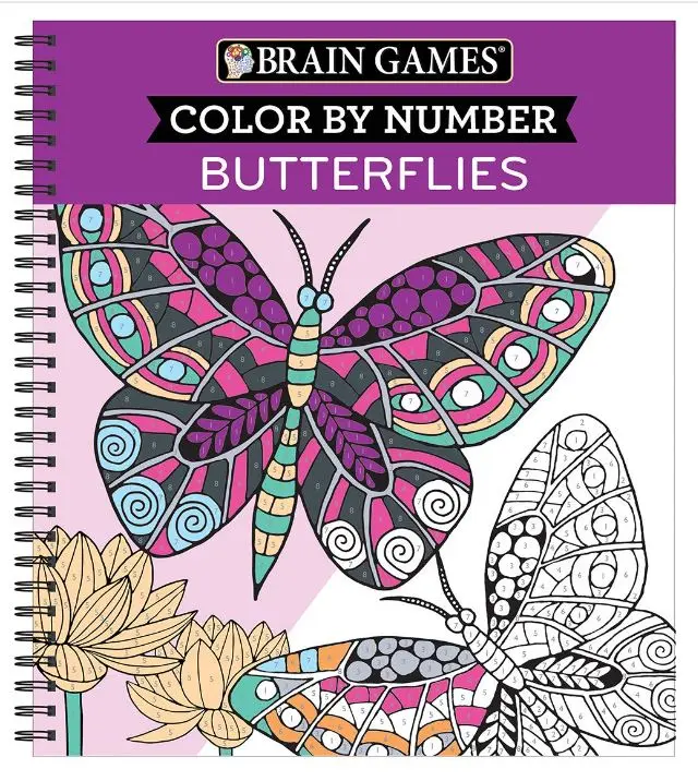 Brain Games Kids' Color by Number Coloring Book - Butterflies Themed Spiral-Bound Children's Activity Book (Published Date: 11-15-2020), Coloringbook