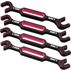 4PCS RC Wrench 3.0/3.2/3.5/3.7/4.0/5.0/5.5/6.0mm Turnbuckle Nut Ball Joint Remover RC Repair Tool for RC Crawler Car Boat RC Drone Upgrade Parts (Red)