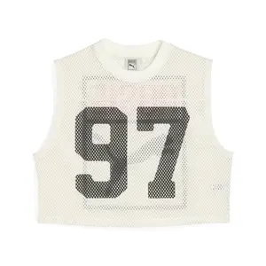 PUMA Womens X Rose Relaxed Mesh Crew Neck Tank  Casual - White