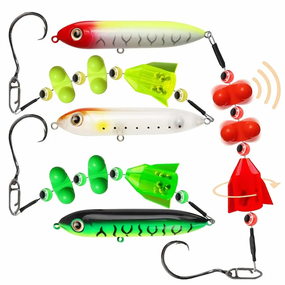 3PCS Catfish rig, Catfish Floats, Santee Cooper Dragging Rattler Rig, Chunky Catfishing Rigs for Lake River Ban