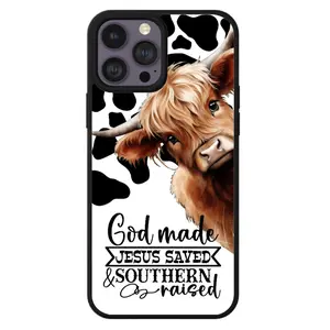 Cow Print Jesus Saved Southern Raised Phone Case