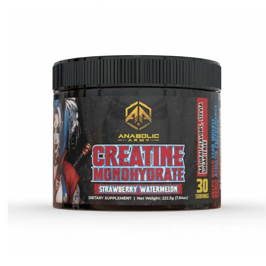 Anabolic Army Creatine | Microionized Creatine Monohydrate Strawberry Watermelon Flavor Supplement | 3g of Creatine Per Serving| 30 Servings | Made with Stevia All-Natural | Made in U.S.A. Healthcare Dietary Fitness Natural Edible Muscle