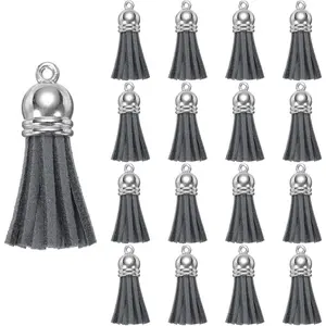 200 Pcs Keychain Tassels, Bulk Tassels for Crafts Colored Tassel Pendants for Acrylic Blanks, Earrings, Keychain Bracelets and Jewelry, Deep Grey