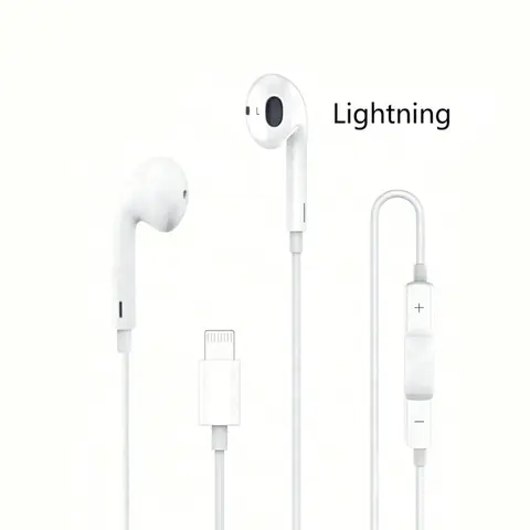 Wired In-Ear Headphones Compatible with Apple Lightning Connector, Suitable for iPhones/iPads, Includes Lightning Earpods, Wired Earphones
