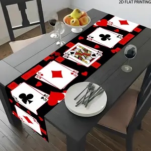 2D flat printing, a rectangular table flag with a red peach character pattern from a pack of playing cards, suitable for dining tables, coffee tables, home party decorations, bright cultural decorations in kitchens, parties, and festivals