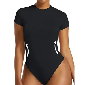 Women’s solid-color short-sleeve round-neck shapewear—casual, comfortable, breathable, hip-lifting shapewear suitable for everyday wear and all seasons. Shapewear Clothing GARMENTARY