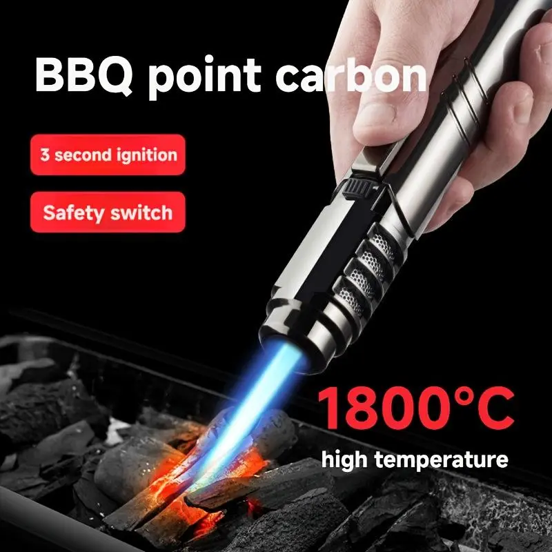 Black 1800°C High-Temperature Propane Blowtorch Lighter, Portable Igniter Home Supplies, Casual Lighter Accessories for Cooking, Campfire/BBQ Party (Butane Gas Cylinder Not Included)