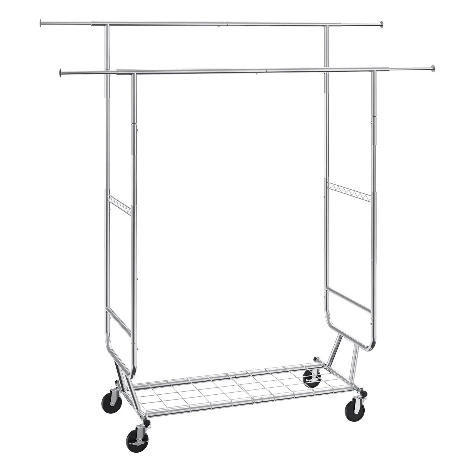 VEVOR Heavy Duty Clothes Rack, TikTokShopBlackFriday, Double Hanging Rod Clothing Garment Rack for Hanging Clothes, Adjustable Height and Extendable Length Clothing Rack with Bottom Storage Area, 600 lbs Load Capacity Accessories Laundry