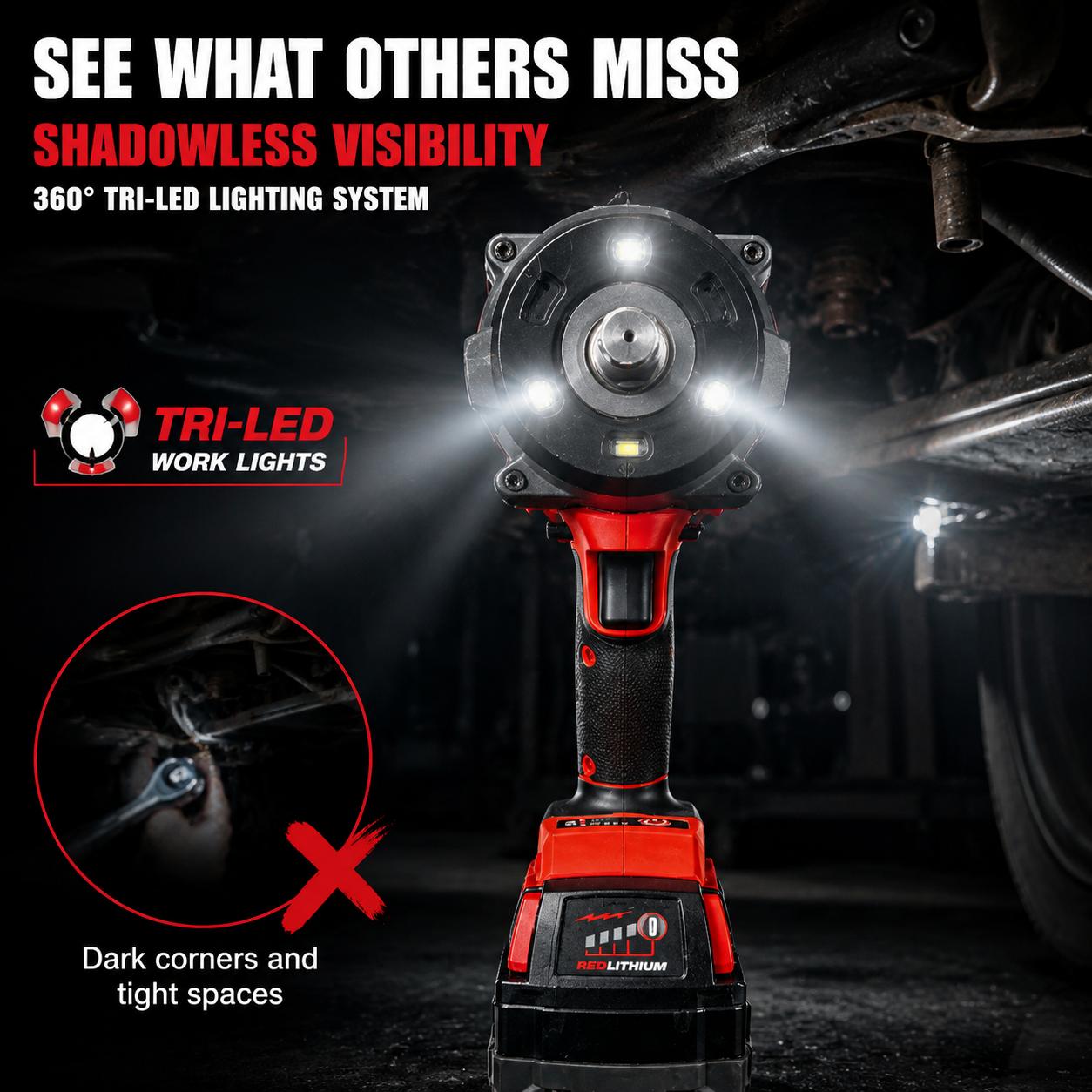 Milwaukee M18 1/2" High Torque Impact Wrench Kit, 6.0AH Battery, 1000N Torque, 1000 ft-lbs Fastening, 1400 ft-lbs Nut-Busting, 4-Mode Drive Control, Heavy Duty Repair & Construction Power Tool