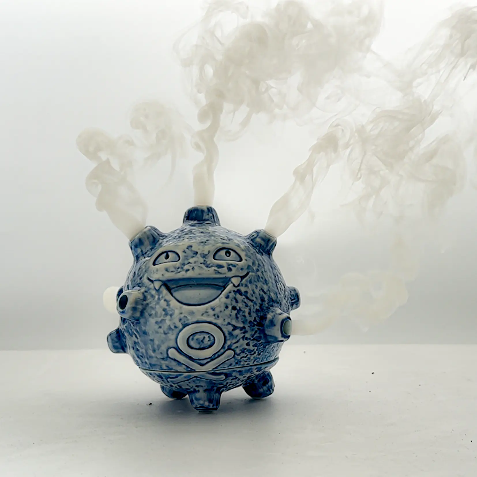 Koffing 1-of-a-Kind Luxury Limited-Edition Handmade Blue and White Porcelain Incense Burner, Decorative Aromatherapy Figurine, Home Decoration Ornament Gift Statue, One-Of-A-Kind