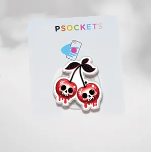Cherry Skulls Magnetic Grip Kindle & Phone Holder, Compatible With MagSafe Devices Phone Grip, Pop Socket for Phone sticky Library Card mount Wireless Portable