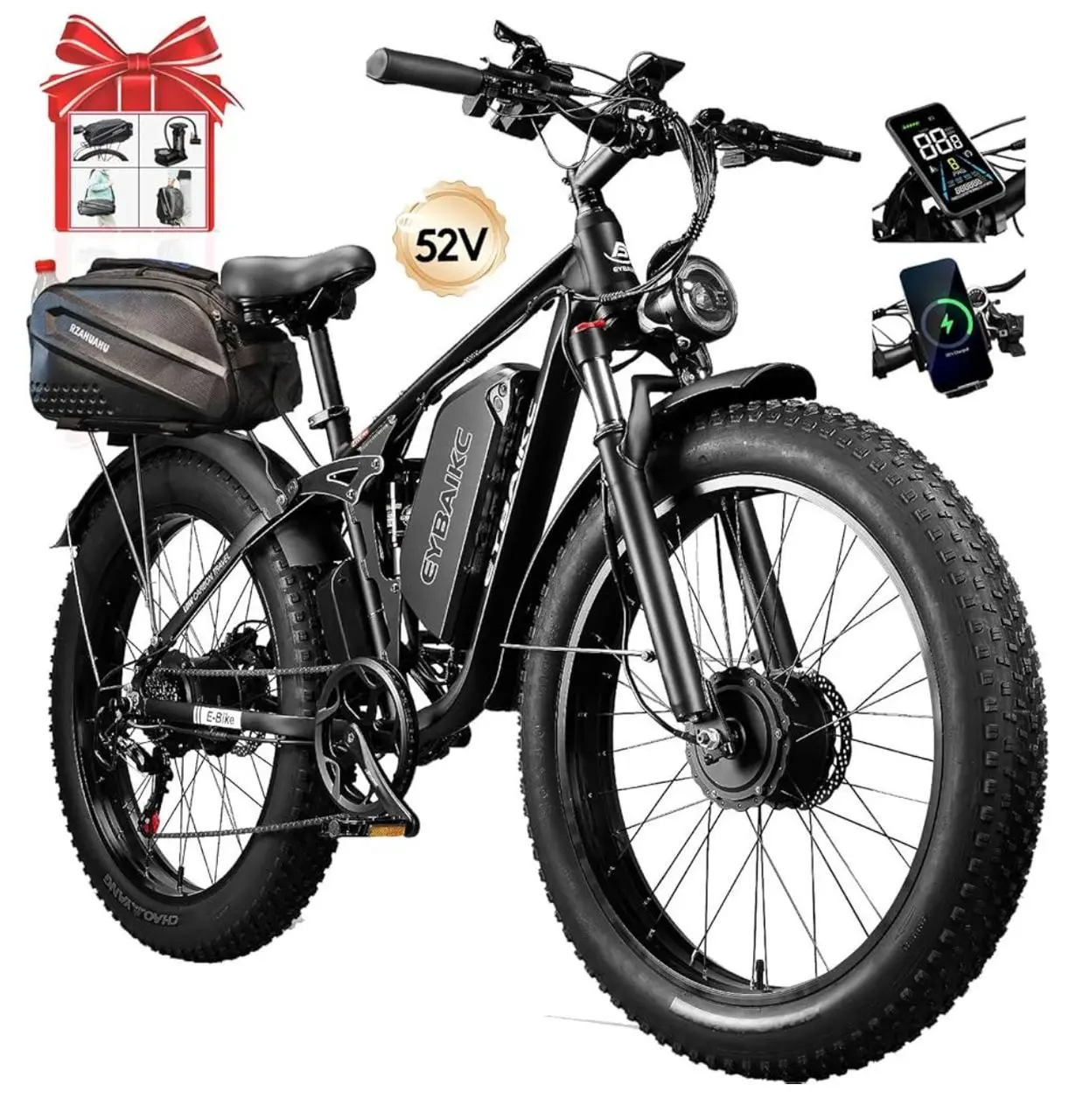 Brand new 3000w brushless 52V 23AH electric bike 26”x4” fat tire, 37mph