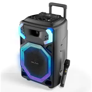 Dolphin BoxParty 3115 15″ Bluetooth Party Speaker – 60 W RMS, X-BASS, WaveSync Stereo, LED Light Show, UHF Wireless Mic + Wired Remote, Portable Battery Speaker