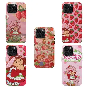 Strawberry Summer Themed Collage Vintage Retro, strawberry shortcake accessories, Strawberry Shortcake  Phone Case for iPhone 16 15 14 13 12 11 - Minimalist Design, Protects from Scratches & Drops