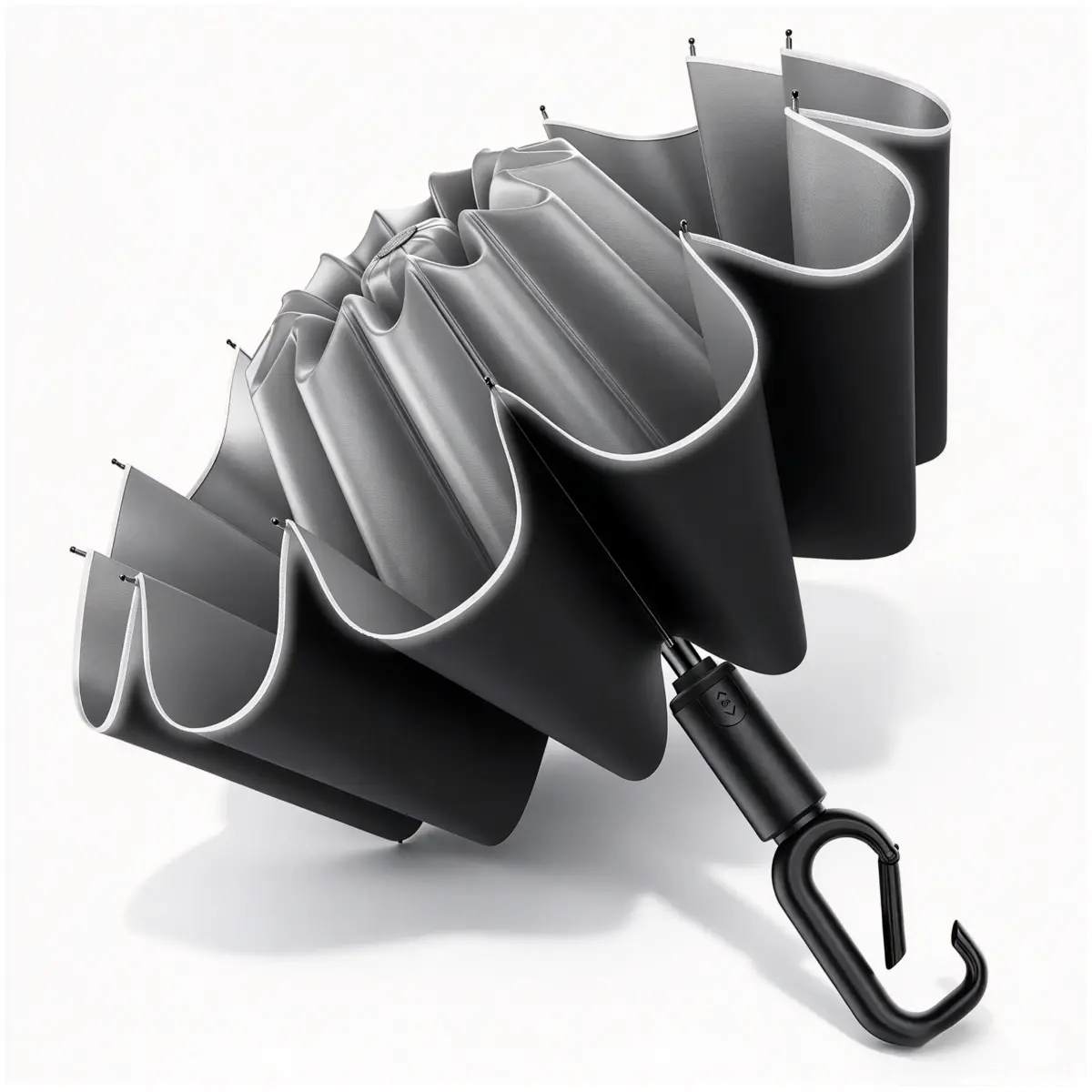 360° Reflective Inverted Umbrella, Auto Reverse Folding Travel Umbrella, Windproof Waterproof Fabric, C Hook Hands-Free Handle, UV Protection for Sun & Rain, Great for Night Walking, Driving & Daily Travel