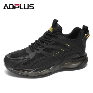 AOPLUS Men's Air Cushion Sneakers – Stylish Black Running Shoes with Comfort and Durability