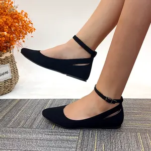 Spring And Autumn New Hairball Strap Pointed Toe Shallow Mouth Sexy Women's Flat Shoes