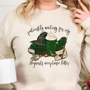 Wizard Harry Sweater Hoodie, Patiently Waiting for My Acceptance Letter, Wizard Potter Shirt Sweater, Universal Theme Park Visit Sweater Shirt Hoodie