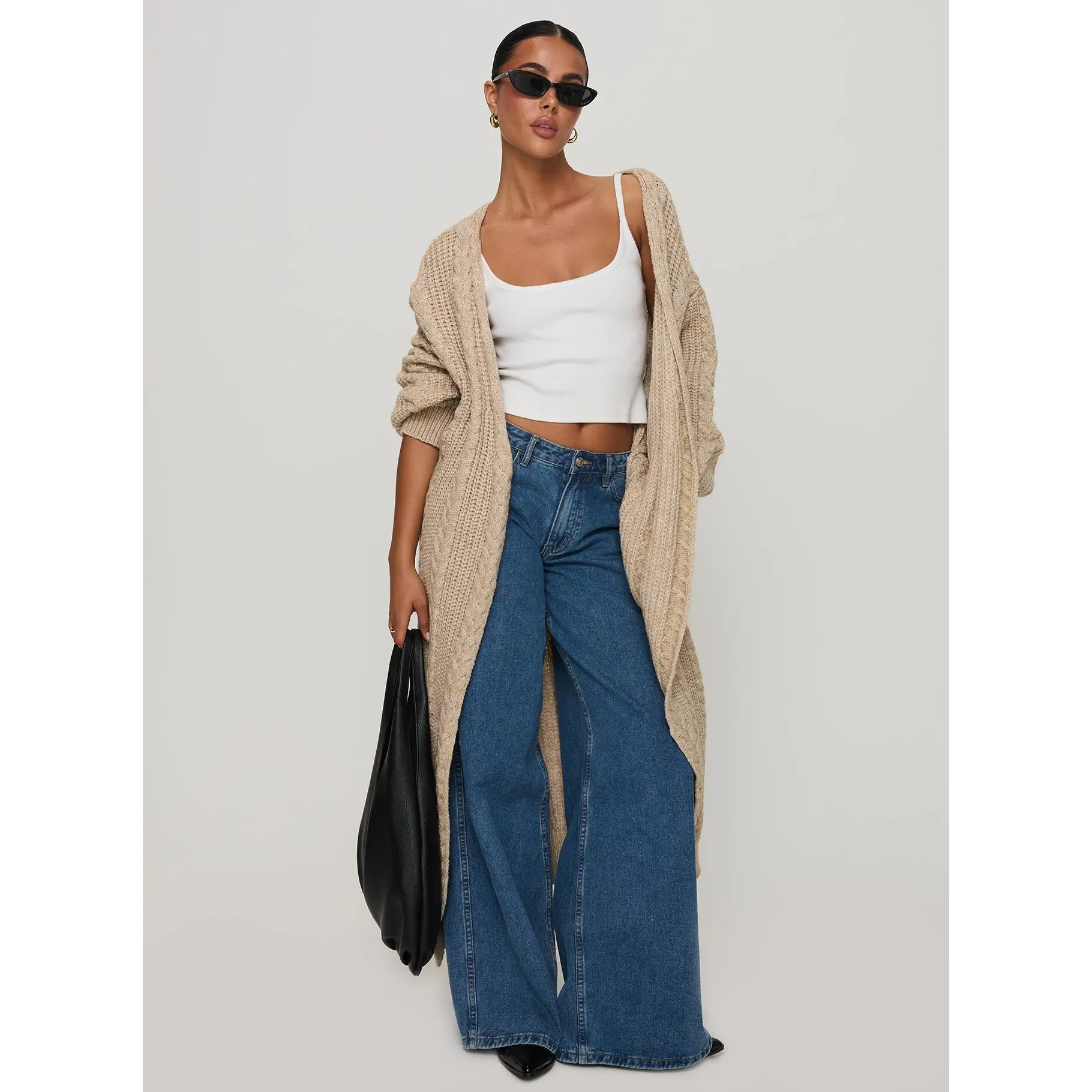 Orkid Cable Knit Cardigan Beige