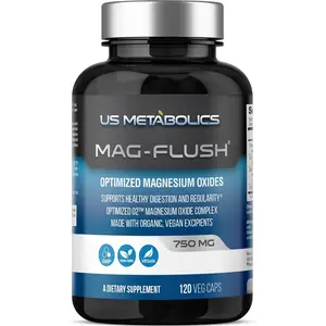 Magnesium Oxide Capsules 750mg Oxygenated Magnesium Supplement for Constipation Relief Colon Cleanse and Natural Laxative Support for Digestive Health Detox with 120 Veggie Capsules for Men and Women Wellness