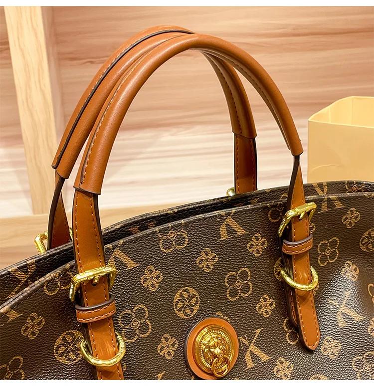 New style genuine leather women's tote hand held large bag file bag large capacity high end large bag curve tote bag
