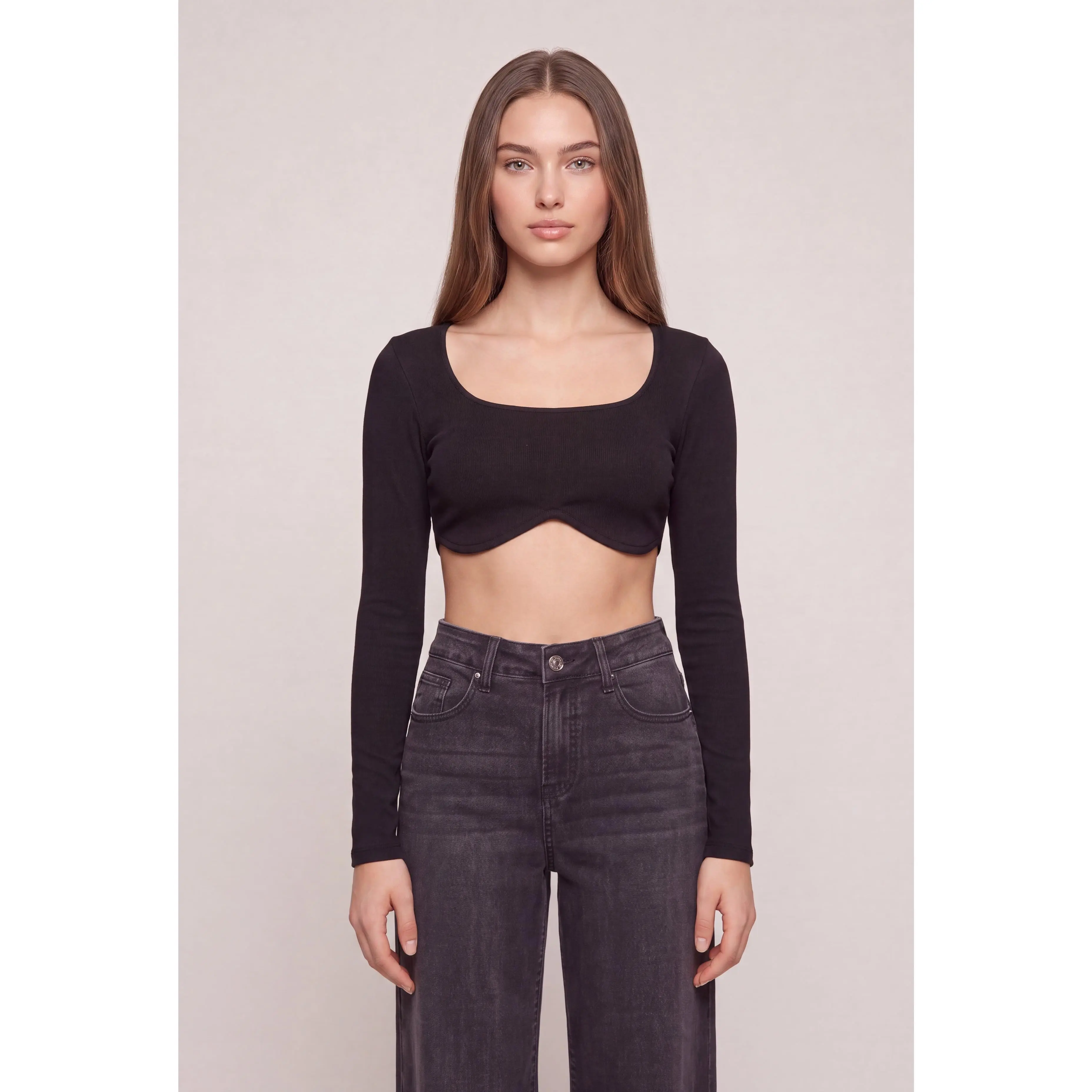 Ribbed Long Sleeve Crop Top